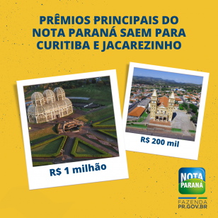 Prêmios principais do Nota Paraná saem para Curitiba e Jacarezinho