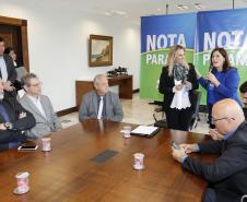 A governadora Cida Borghetti durante a entrega dos prêmios da 35ª premiação do programa Nota Paraná, do mês de outubro em evento no Palácio Iguaçu nesta quarta-feira (24). 