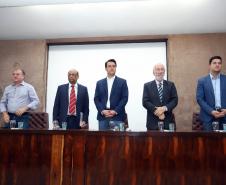 O governador Carlos Massa Ratinho Júnior, participa da posse do secretário de Estado da Fazenda, Renê de Oliveira Garcia Junior. 